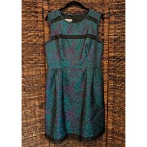 Ivy And Blu Maggy Boutique Silk Brocade Fit & Flare Dress Sheer Panels Wedding